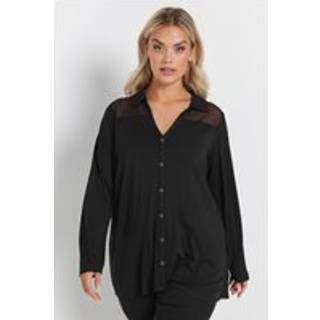 Yours Curve Yours Curve Black Mesh Panel Long Sleeve Shirt