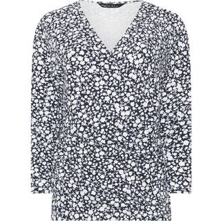 M & Co M & Co Blue 3/4 Sleeve Wrap Top