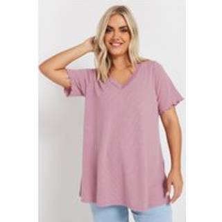 Yours Curve Yours Curve Pink Slub Sleeve Lace Insert T-Shirt