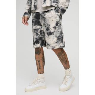 Mens Charcoal Tall Abstract Printed Twill Relaxed Fit Shorts