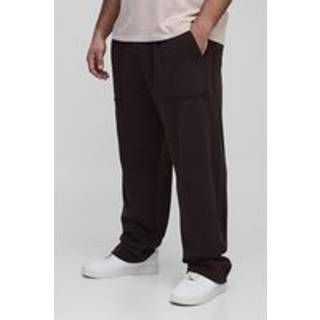 Mens Chocolate Plus Oversized Raw Seam Pocket Detail Joggers