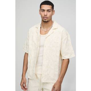 Mens Ecru Oversized Twill Rope Applique Shirt