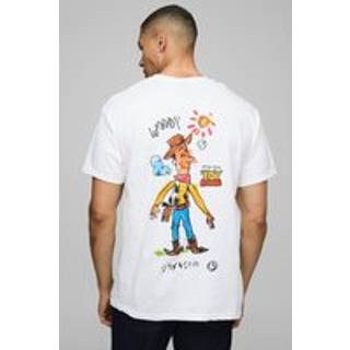 Mens White Oversized Disney Toy Story Woody License Printed T-Shirt