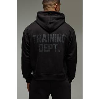 Mens Black Man Active Training Dept Boxy Hoodie