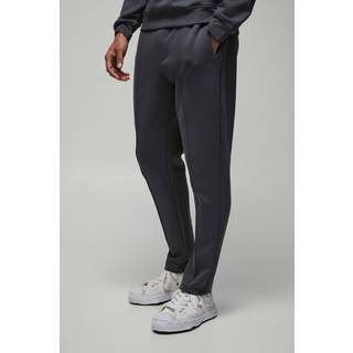 Mens Slate Grey Slim Fit Peached Tapered Pintuck Jogger