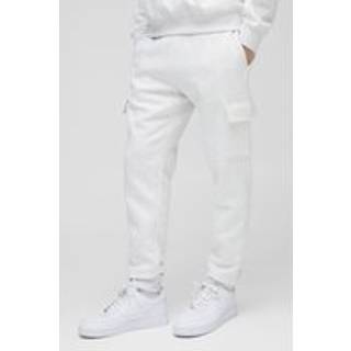 Mens Grey Marl 330GSM Slim Fit Basic Cargo Jogger
