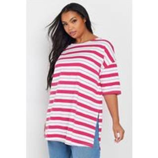 Yours Curve Yours Curve Pink Striped Slit Hem Top
