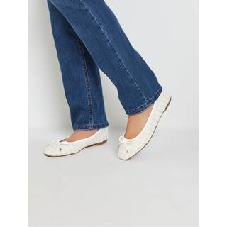 Lts White Boucle Tweed Ballerina Pumps In Standard Fit Standard > 10 Lts | Tall Women's Ballerina Pumps - Standard 10