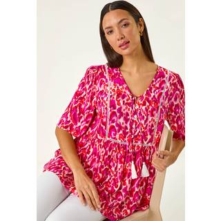 Roman Roman Pink Floral Print Boho Smock Top