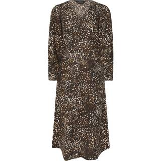 PixieGirl Petite PixieGirl Petite Brown Leopard Print Midi Tea Dress
