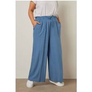 Yours Curve Yours Curve Blue Chambray Pull On Wide Leg Trousers