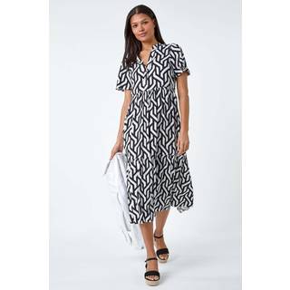 Roman Geometric Print Tiered Midi Dress42
