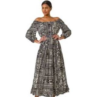 Roman Abstract Tryk Shirred Midi KjoleEU 44 (UK 16)