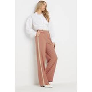 Lts Tall Coral Pink Contrast Stripe Wide Leg Trousers Long > 10 Lts | Tall Women's Wide Leg Trousers - Long 10