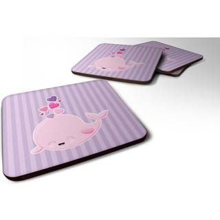 """" Caroline's Treasures Pink Whale Foam Coaster Set på 4 3,5 multicolor """"