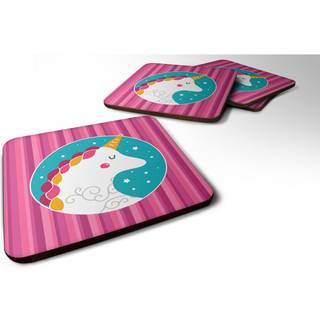 """" Caroline's Treasures Unicorn Pink Stripes Foam Coaster Set på 4 3,5 multicolor """"