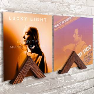 Timcorr Vinyl Record Holder Set: Vinyl Wall Mount til plade Display Pine Album Hylde med kl?brige gennemsigtige b?nd, der h?nger p? v?ggen (fyrre