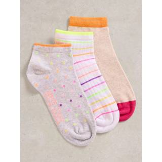 White Stuff White Stuff Natural Fluro Trainers Socks 3 Pack