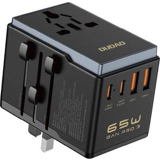 Dudao A65Pro rejsestik Hele Verden (2xUSB-C/2xUSB-A) PD 65W - Sort