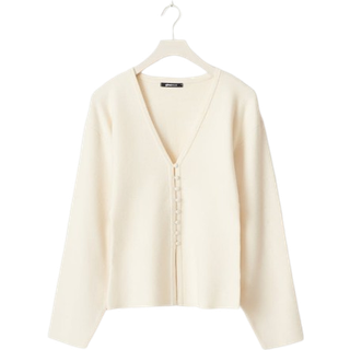 Gina Tricot-Shaped knitted cardigan-Cardigans-Hvid-XL-Dame