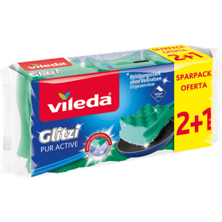 Vileda Glitzi PURE Active svamp 2+1 økonomipakke