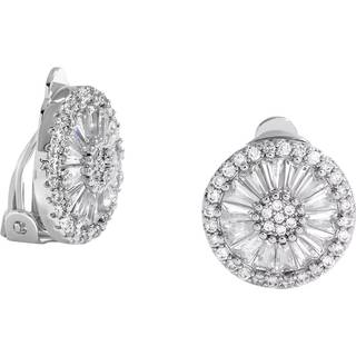 Jon Richard Jon Richard Silver Tone Cubic Zirconia Baguette Stud Clip Earrings