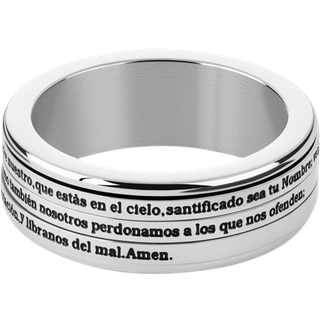Enthumema | 8 mm Sølvfarvet Rustfri Stål Engelsk Fadervor Antistressende Ring