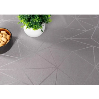 Borddug - 140x320 cm - Jacquard dug med geometrisk mønster i grå - Eksklusiv festdug