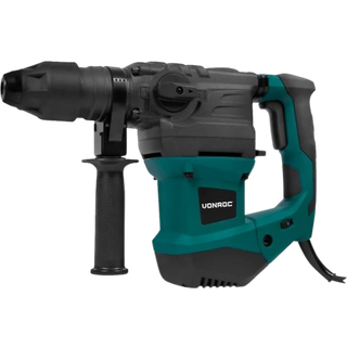 VONROC Borehammer - 1500W - Rotation - Pneumatisk - 6 Joule | Metal gearkasse | SDS plus | Inkl. Borehoved og Tilbehør