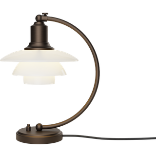 LOUIS POULSEN PH 2/2 BRUNERET MESSING OG OPALGLAS BORDLAMPE