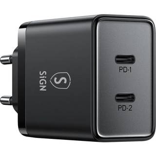 SiGN Dual USB-C PD Oplader 40W - Sort