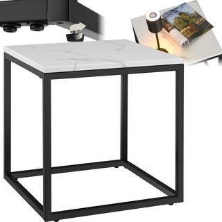Marmor sidebord Alysia, kvadratisk - sort/hvid