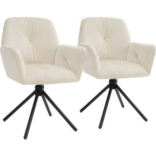 Stol Lenia, polstret - Velour creme/sort,Sæt med 2 stk.