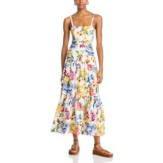 Farm Rio Floral linen-blend midi dress - multicoloured - L