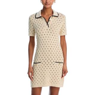 Frame Bauble pointelle cotton polo dress - white - L