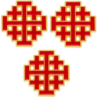 Jerusalem Cross reversn?le guld og r?d - kristent discipelskab (3 stk.)