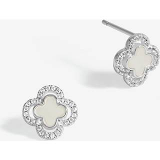 Simply Silver Simply Silver Silver Tone 925 Mother Of Pearl and Cubic Zirconia Clover stud Earrings