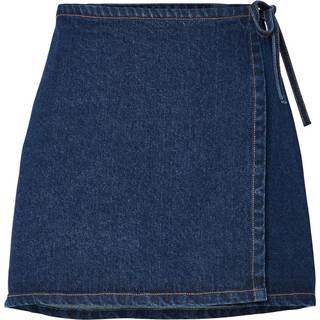 Pcflora Denim Slå-om-nederdel