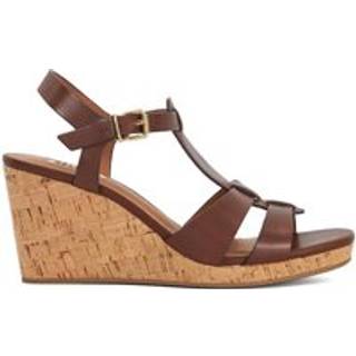 Dune London Dune London Brown Standard Fit Kastro Double Strap Tbar Wedge Sandals