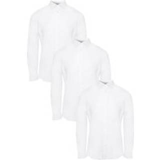 Threadbare Threadbare White Cotton Poplin Long Sleeve Shirts 3 Pack With Stretch