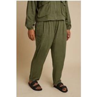 Yours Curve Yours Curve Green Linen Smart Trousers