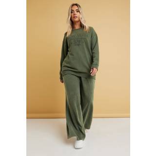 Yours Curve Yours Curve Green Wide Leg Joggers