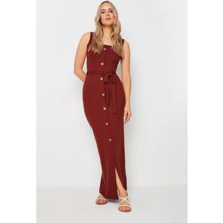 Lts Tall Red Ribbed Button Through Maxi Dress 16 Lts | Tall Women's Maxi Dresses