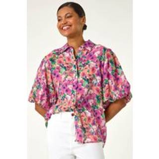Roman Roman Pink Floral Print Button Through Shirt