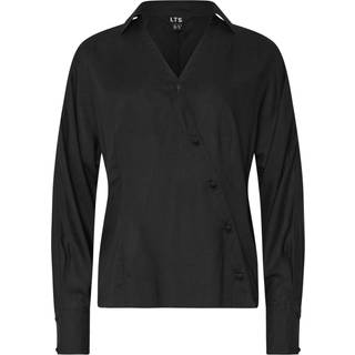 Lts Tall Black Asymmetric Button Shirt 14 Lts | Tall Women's Shirts & Blouses