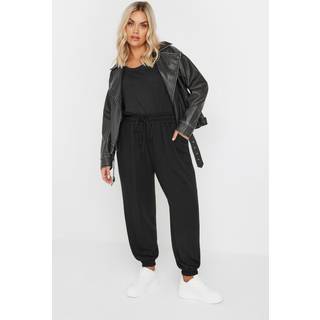 Yours Curve Yours Curve Black Pleat Front Cuffed Joggers