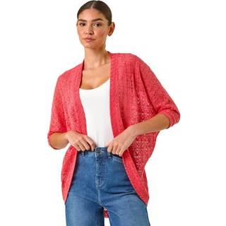 Roman Roman Red Crochet Tunic Cardigan