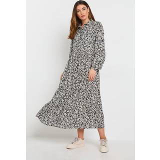 Lts Tall Black Floral Collared Midaxi Dress 14 Lts | Tall Women's Midaxi Dresses