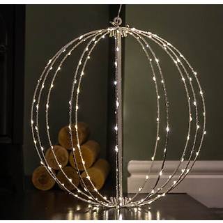 30 cm hvid metal foldbar julekugle med 108 varme hvide LED'er