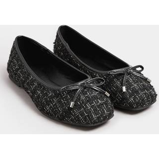 Yours Curve Yours Curve Black Extra-Wide Fit Boucle Ballet Pumps